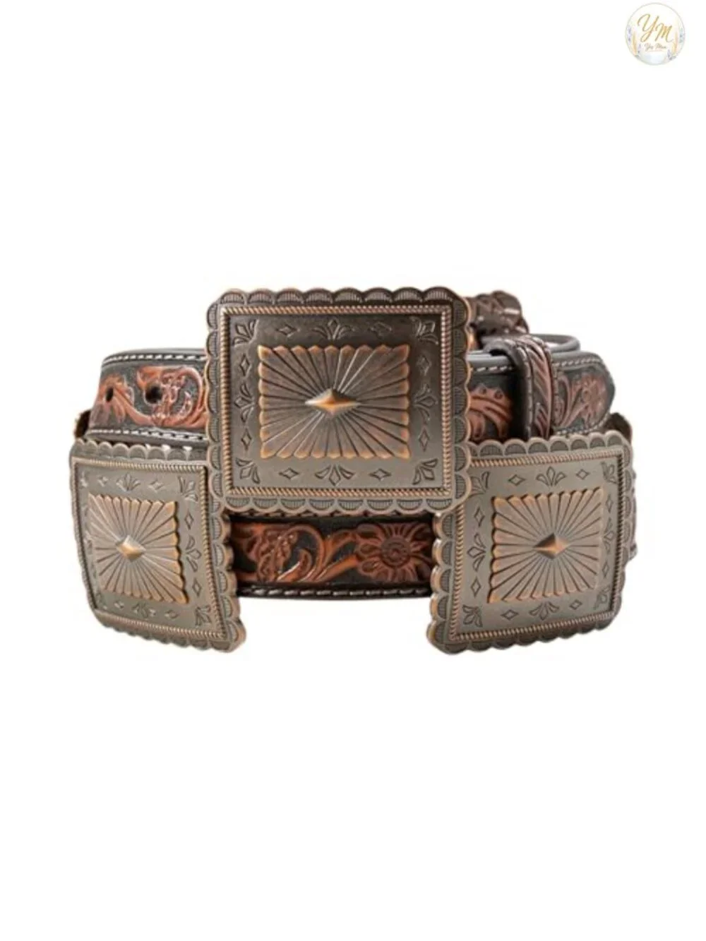 ARIAT Women's Turquoise Concho Western Belt 100% Leather Buckle Closure
